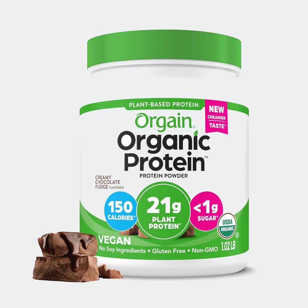 Orgain Organic Plant Based Protein Powder - 21g Plant Protein, 7g Prebiotic Fiber, Low Net Carb, No Lactose Ingredients, No Added Sugar, Non-GMO, 1.02lb