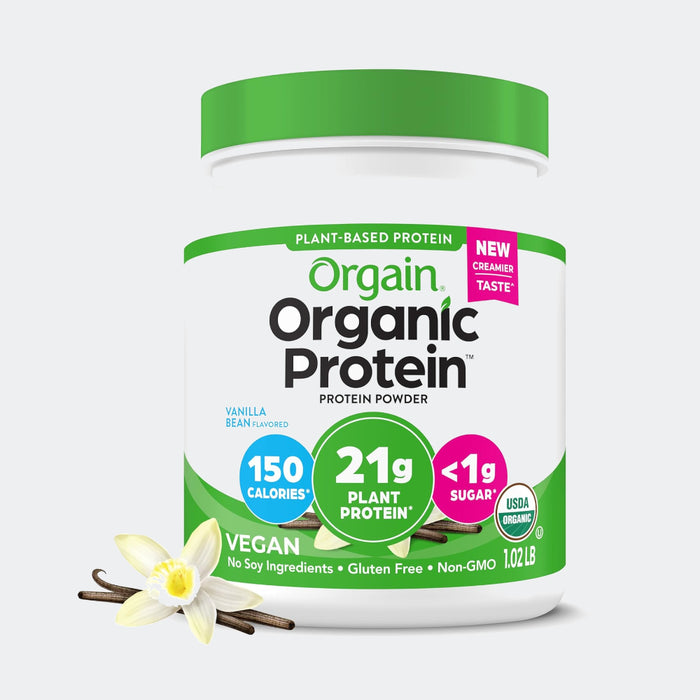 Orgain Organic Plant Based Protein Powder - 21g Plant Protein, 7g Prebiotic Fiber, Low Net Carb, No Lactose Ingredients, No Added Sugar, Non-GMO, 1.02lb
