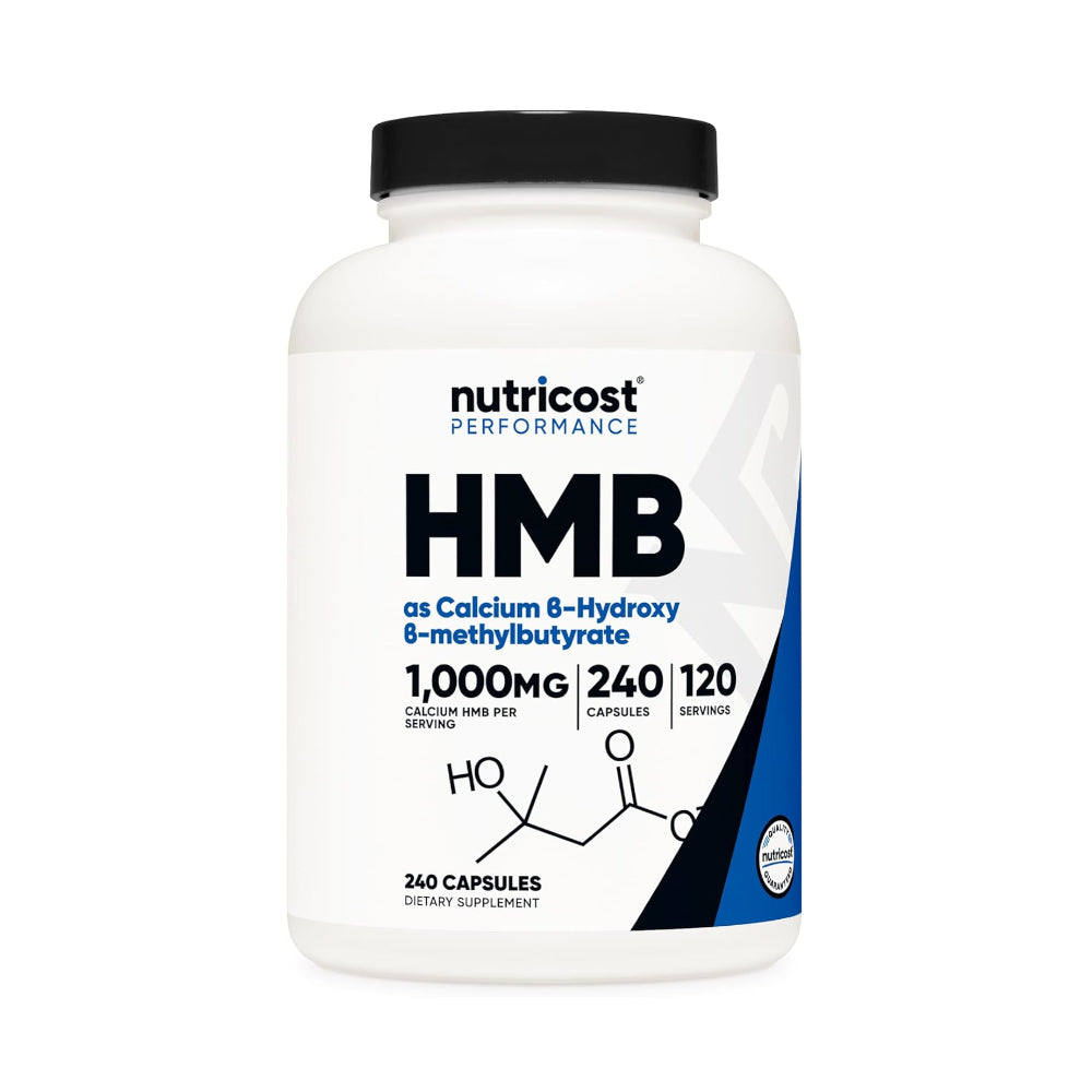 Nutricost HMB (Beta-Hydroxy Beta-Methylbutyrate) 500mg Capsules - 240 Caps - 120 Servings - Gluten Free and Non-GMO