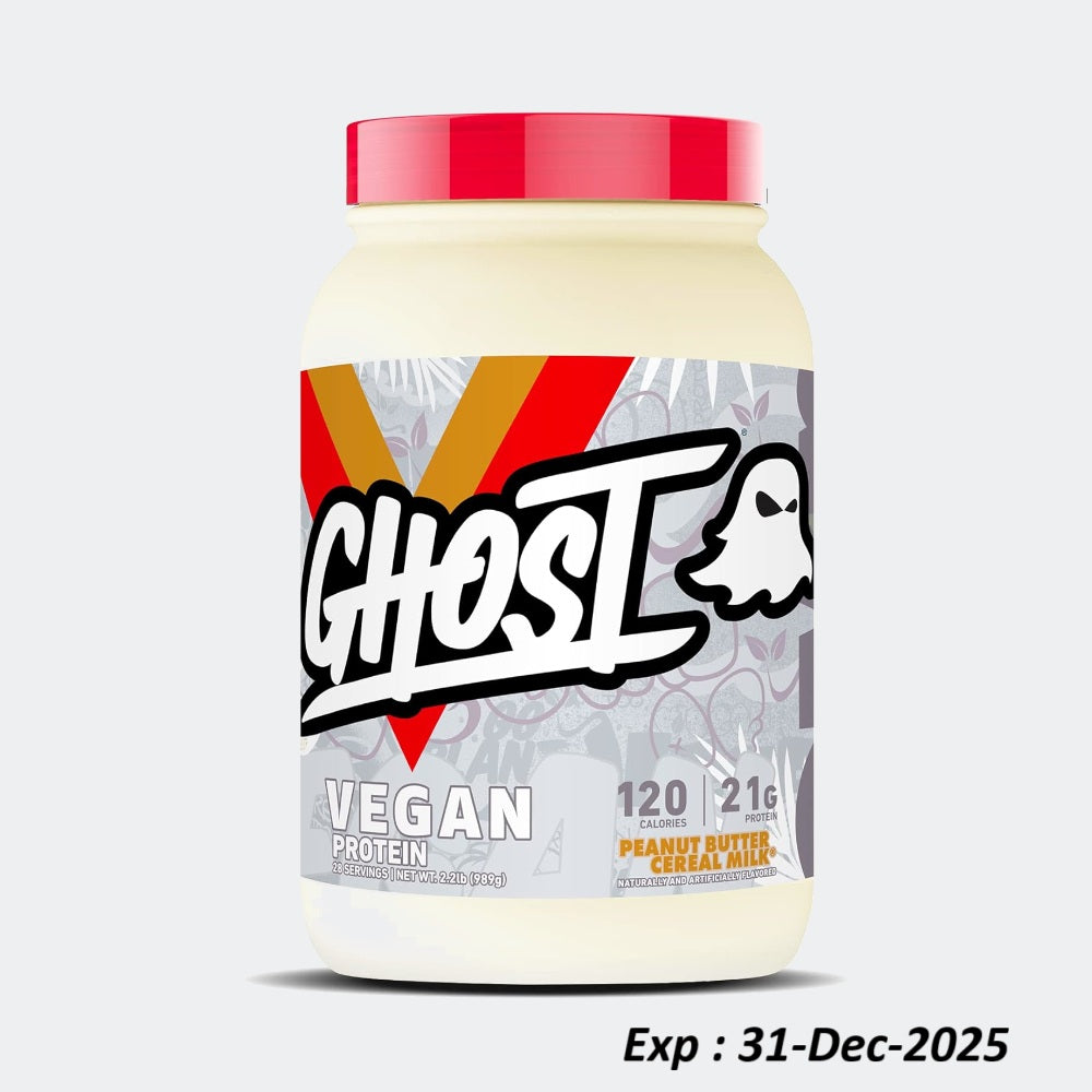 GHOST Vegan Protein Powder 2lb, Peanut Butter Cereal Milk - 2lb, 20g of Protein - Plant-Based Pea & Organic Pumpkin Protein