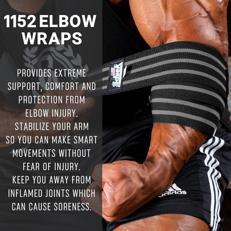 Schiek Black Out Elbow Wraps - Black/Silver