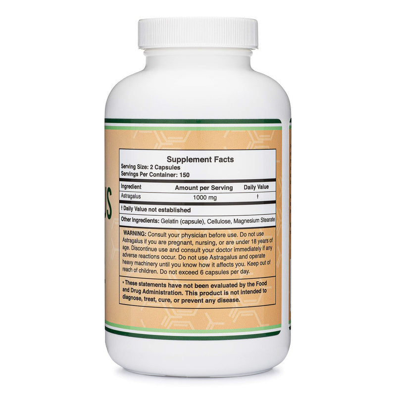 Double Wood Supplements Astragalus 1000mg - 300 Capsules