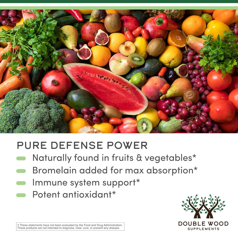 Double Wood Supplements Quercetin with Bromelain 1200mg - 120 Capsules