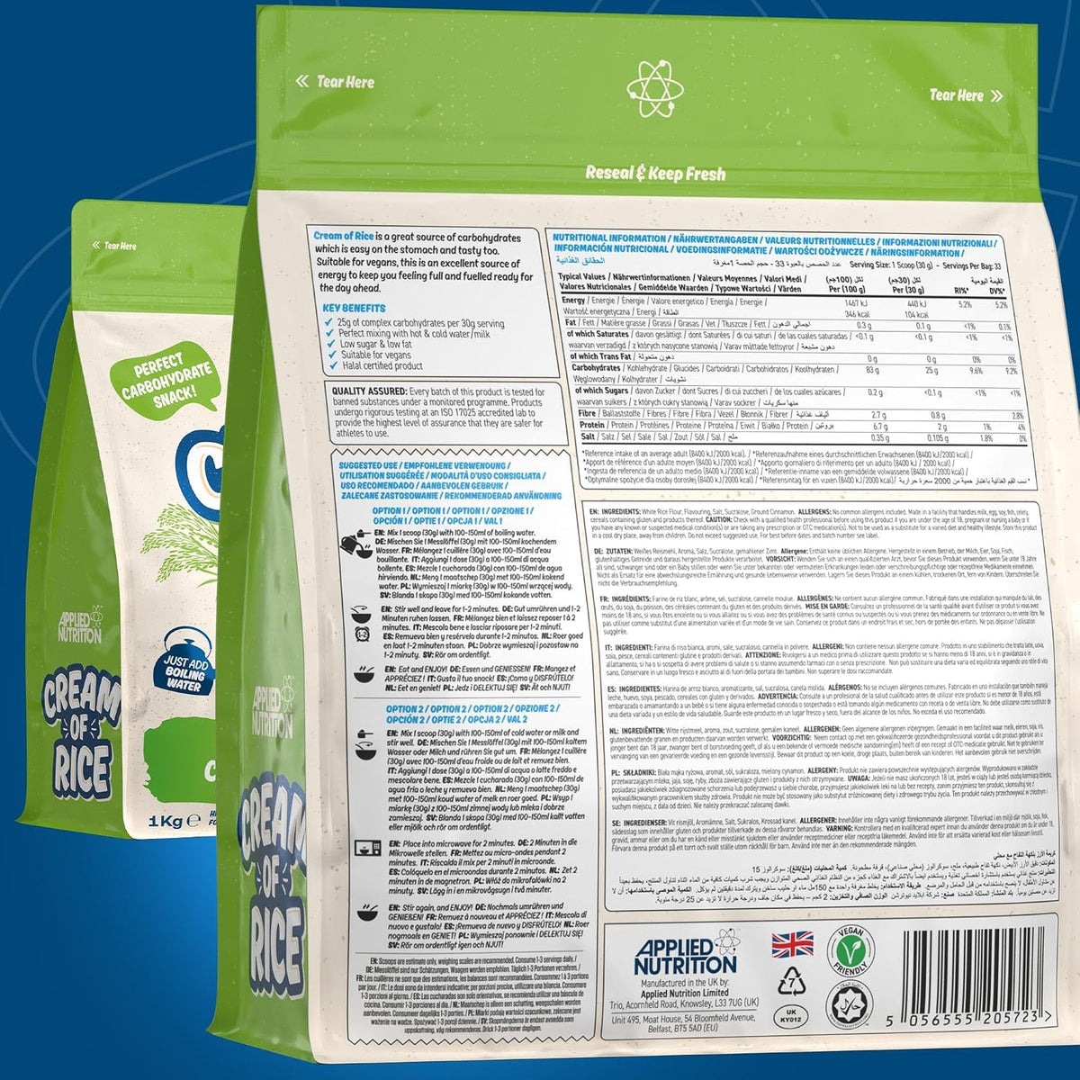 Applied Nutrition Cream of Rice 1kg - Carbohydrate Supplement