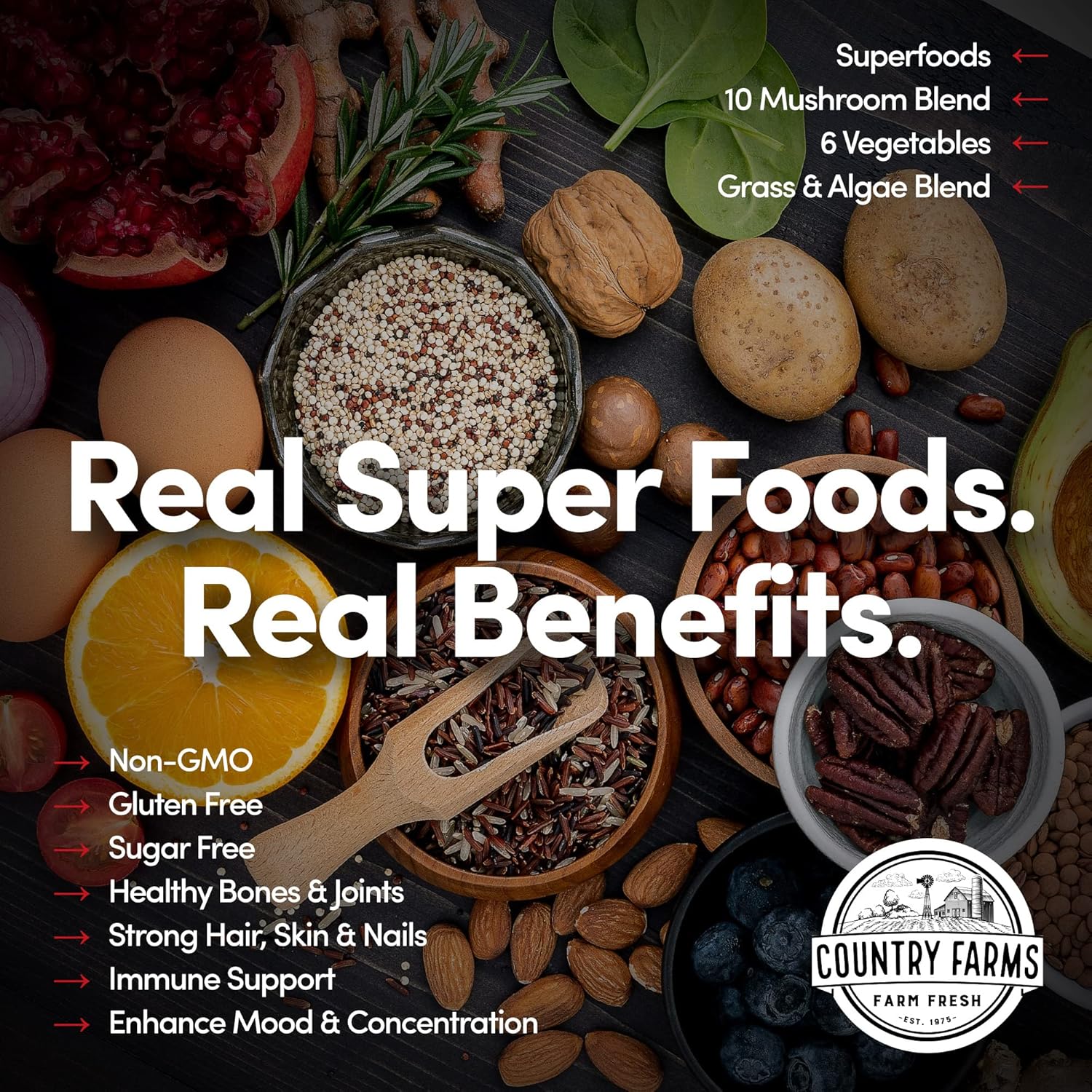 Country Farms Collagen Peptides Powder with Greens Dietary Powder Supplement 30 serving - 300g