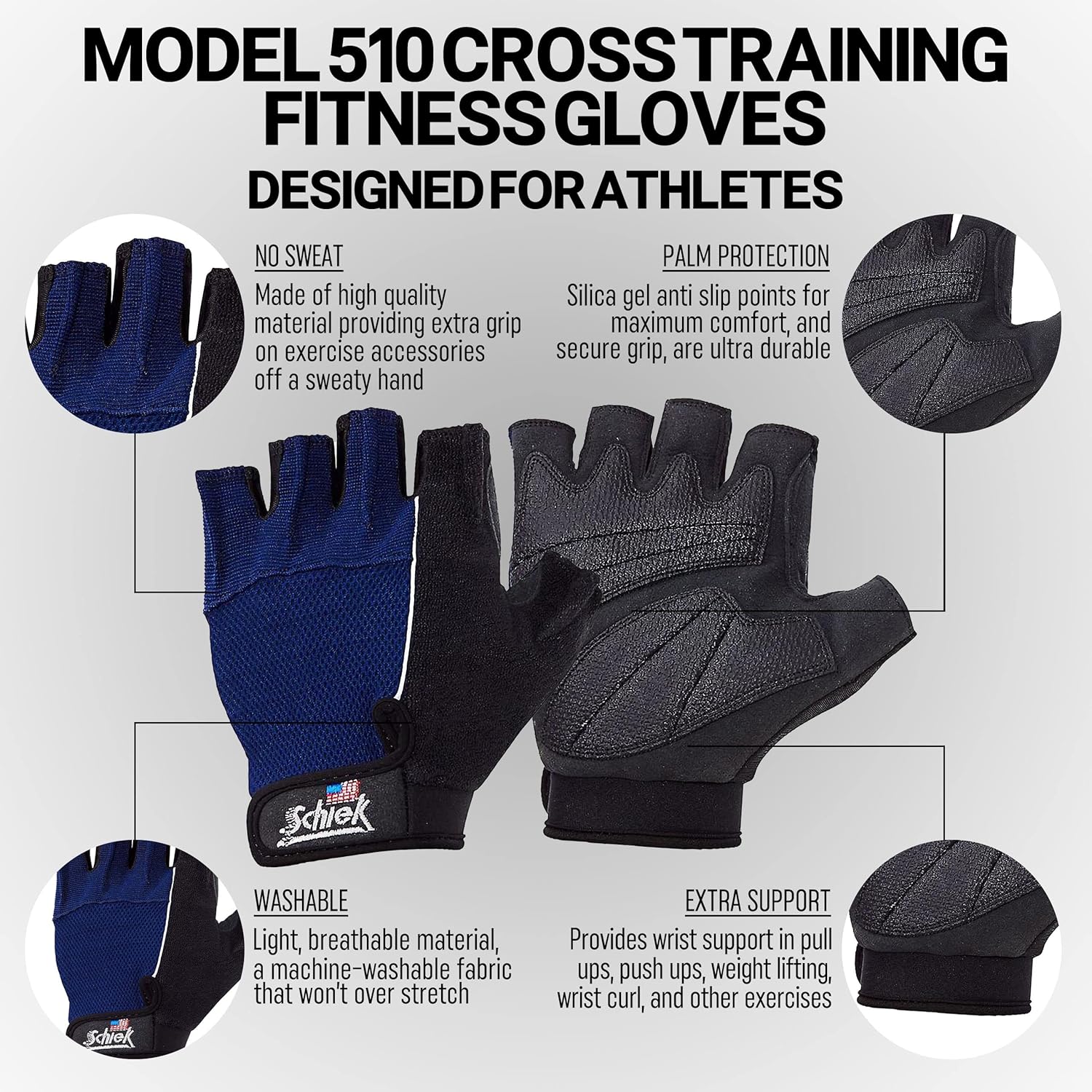 Schiek Model 510 Cross Training, Biking, Cycling & Fitness Gloves
