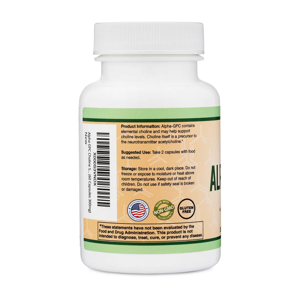 Double Wood Supplements Alpha GPC Supplement 300mg - 60 Capsules