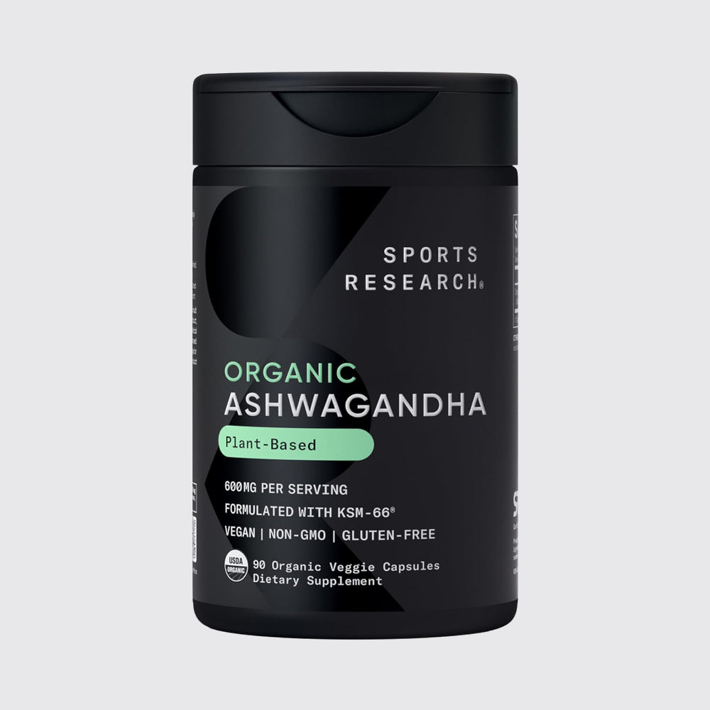 Sports Research Organic Ashwagandha 600mg - 90 Veggie Capsules