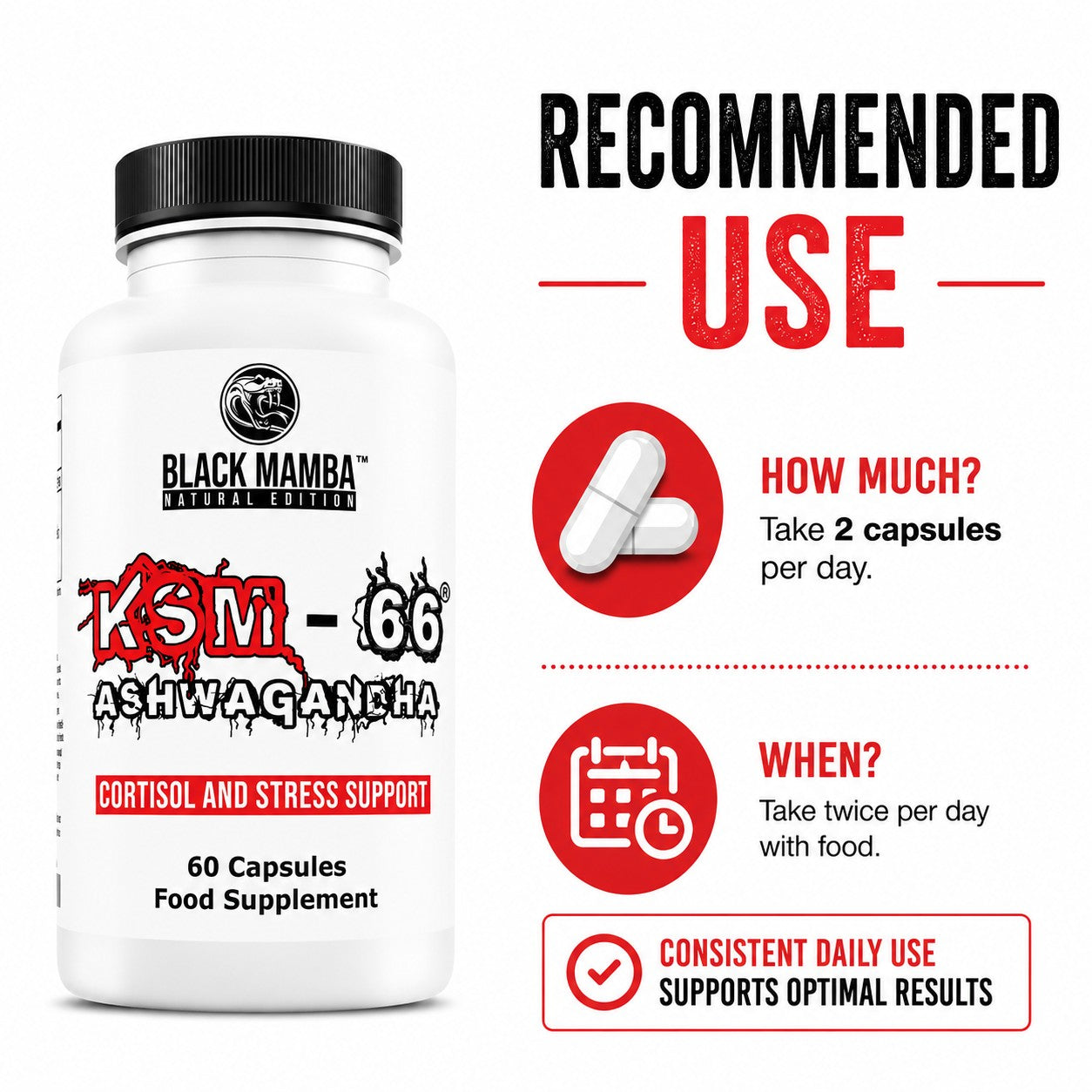 Black Mamba KSM-66 Ashwagandha 1200mg - 60 Capsules