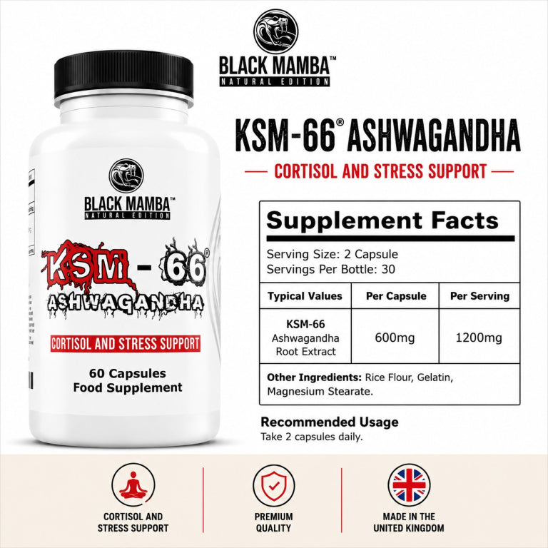 Black Mamba KSM-66 Ashwagandha 1200mg - 60 Capsules