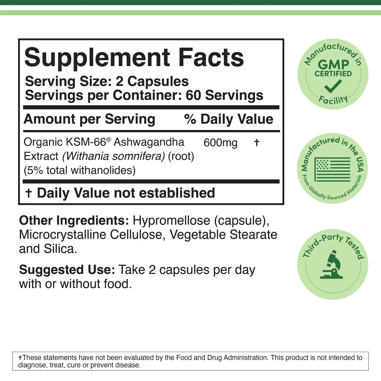 Double Wood Supplements KSM-66 Ashwagandha 600mg - 120 Capsules
