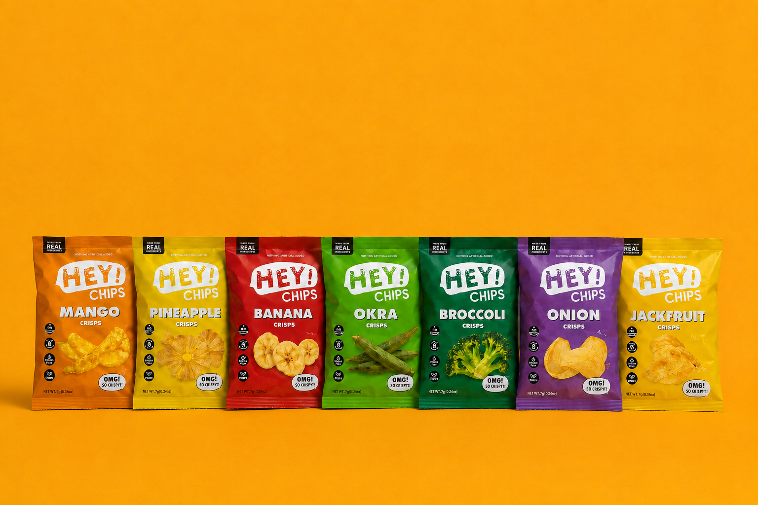 Hey! Chips Variety Pack – Real Veggie & Fruit Crisps (Pack of 7)