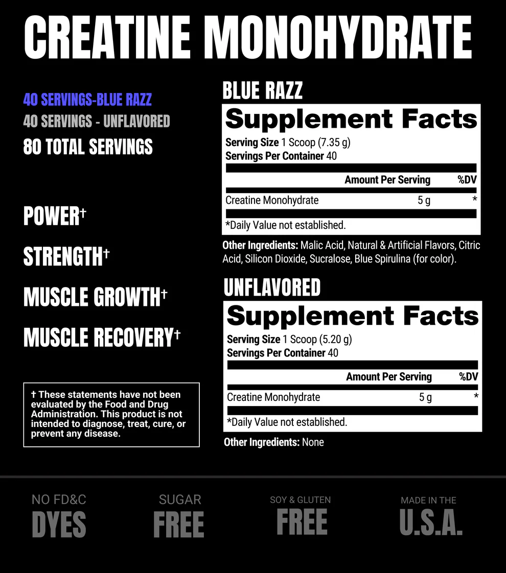 ProSupps Creatine Monohydrate Dual Tub 80 serving - Blue Razz/Unflavoured