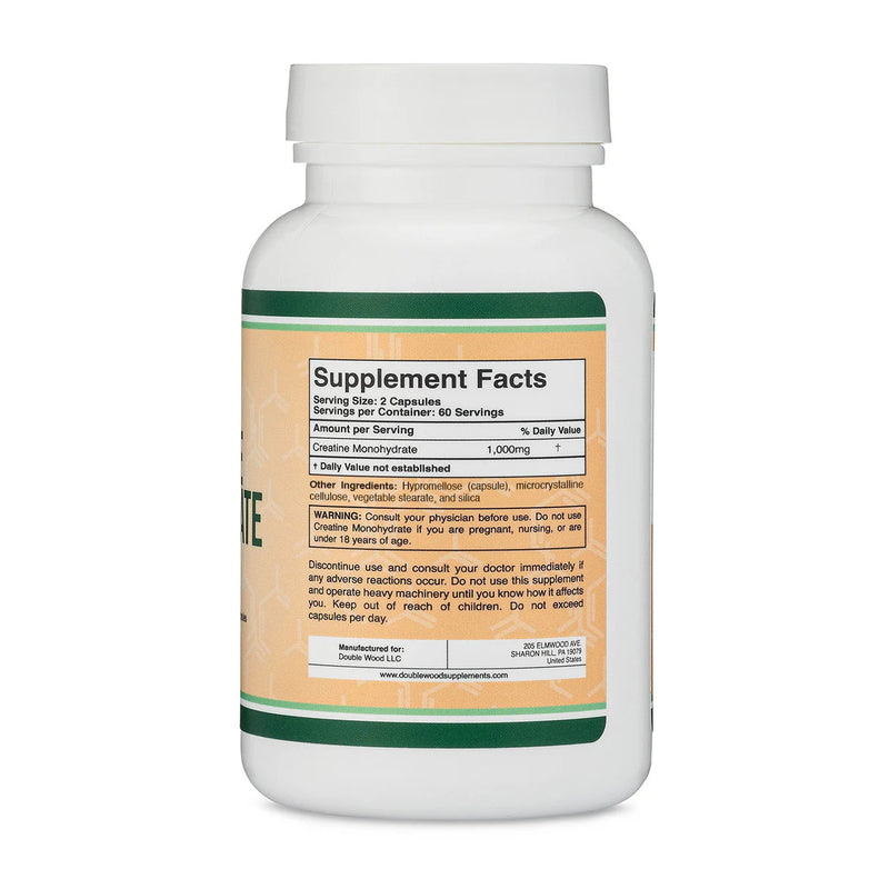 Double Wood Supplements Creatine Monohydrate 1000mg - 120 Capsules