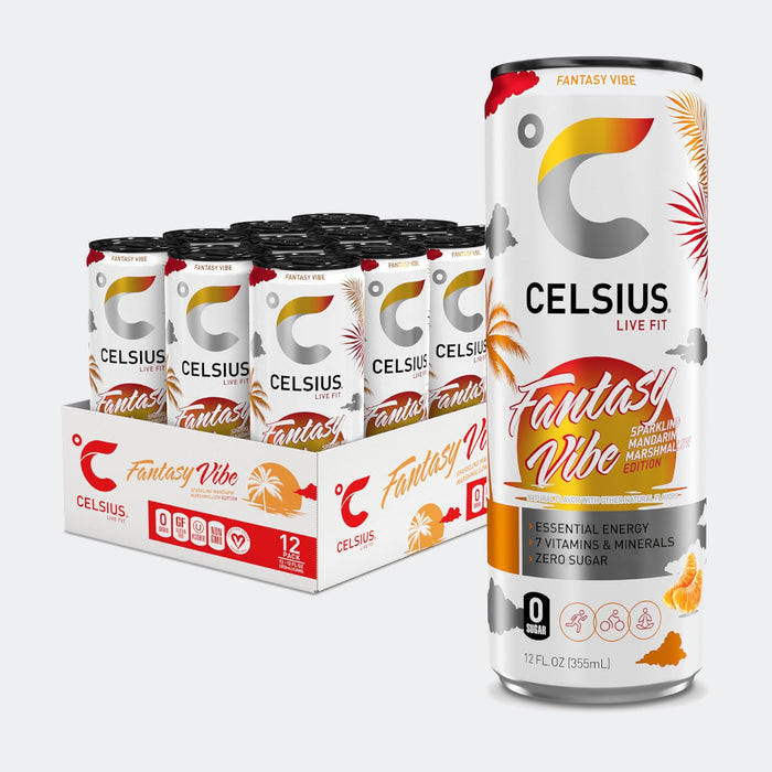 CELSIUS Fitness Drink 12oz Slim Can 12 Pack, Zero Sugar for Men & Women