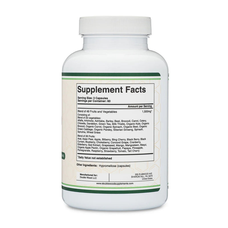 Double Wood Supplements Daily Fruit & Veggie Supplement - 180 Capsules