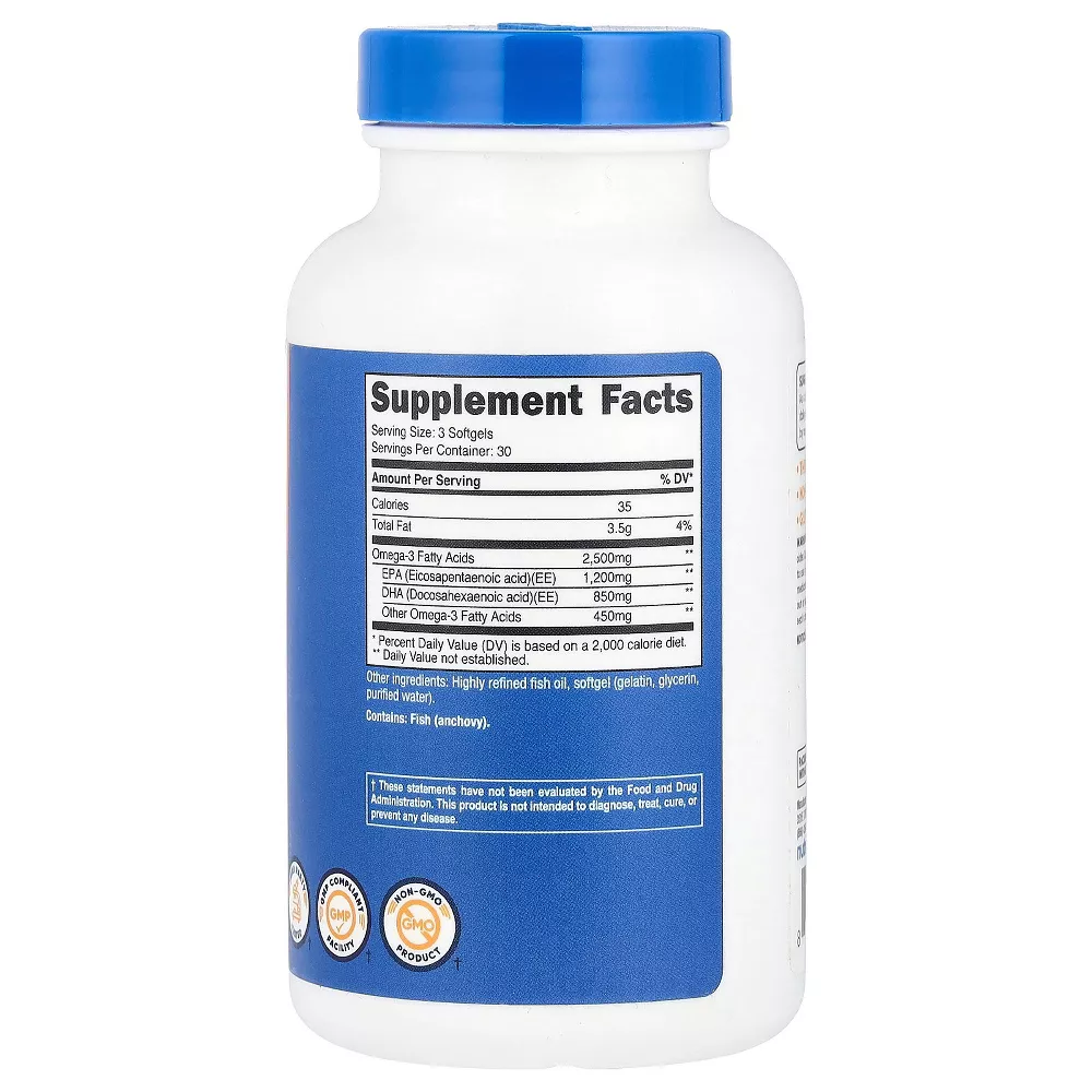 Nutricost Omega-3, 2500 mg, 90 Softgels