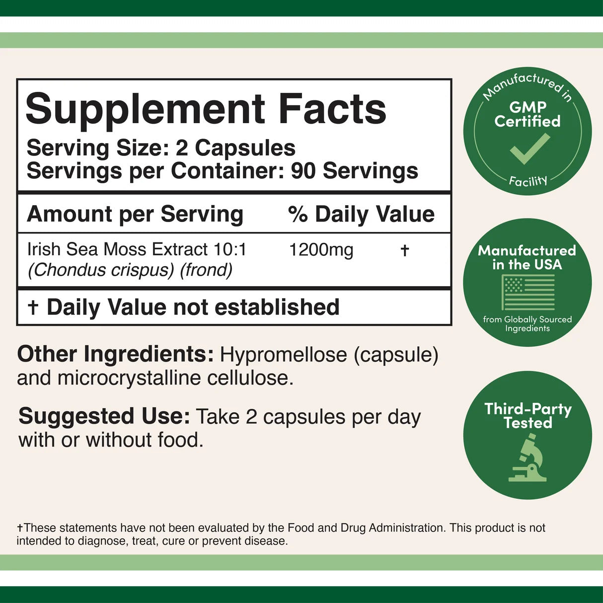 Double Wood Supplements Irish Sea Moss 1200mg - 180 Capsules