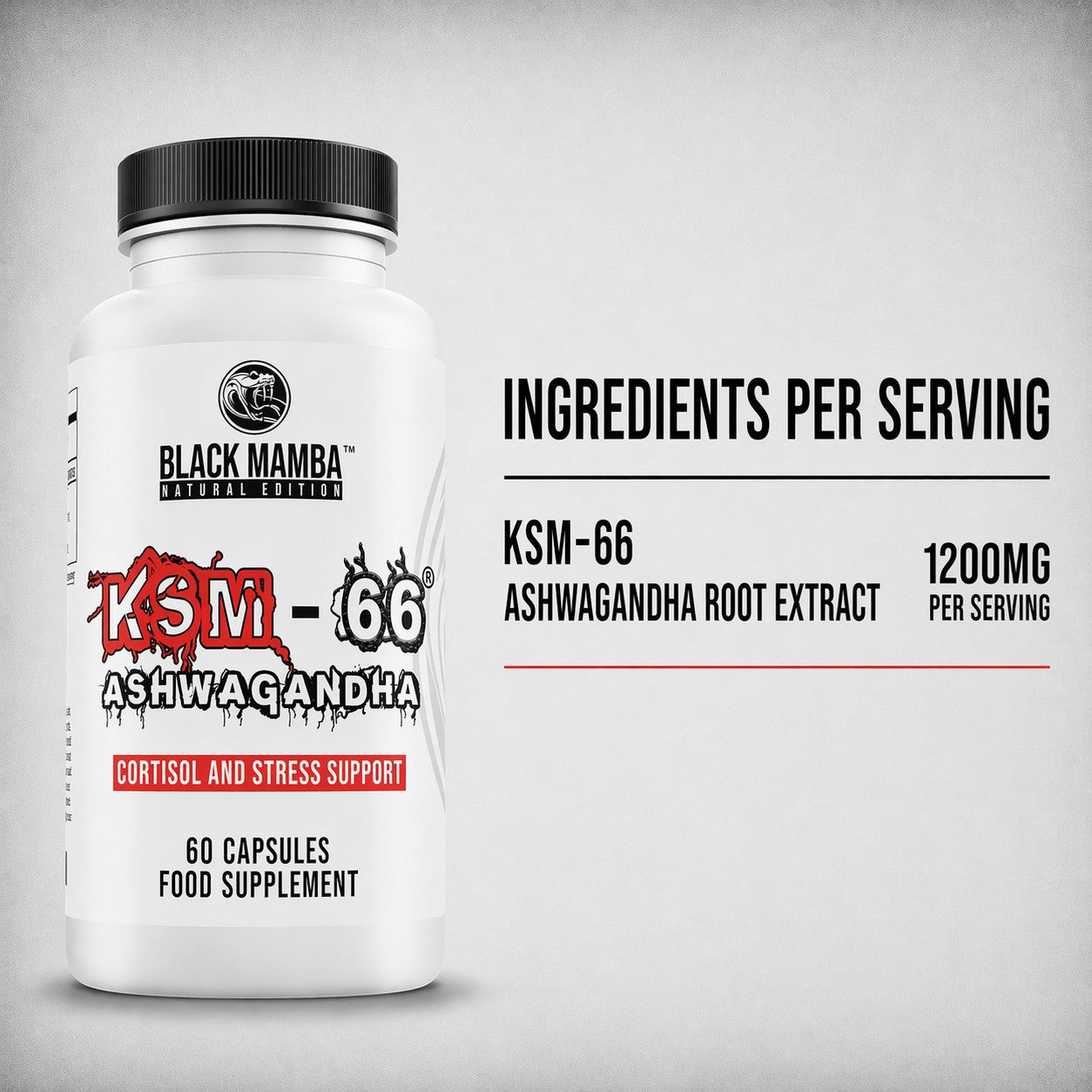 Black Mamba KSM-66 Ashwagandha 1200mg - 60 Capsules