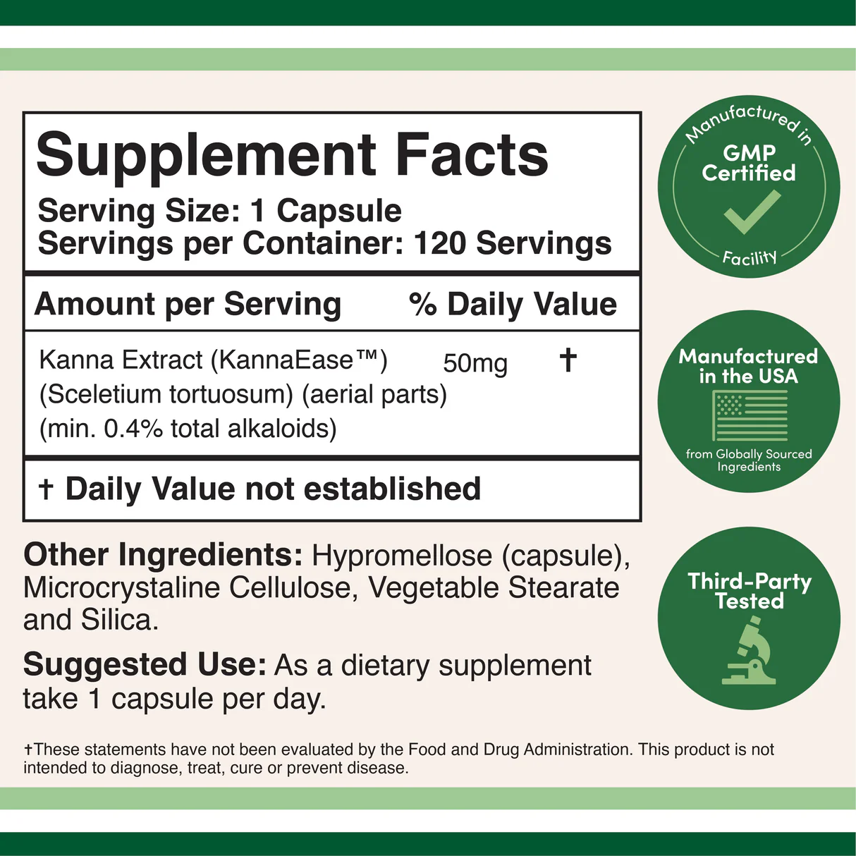 Double Wood Supplements Kanna Extract 50mg - 120 Capsules