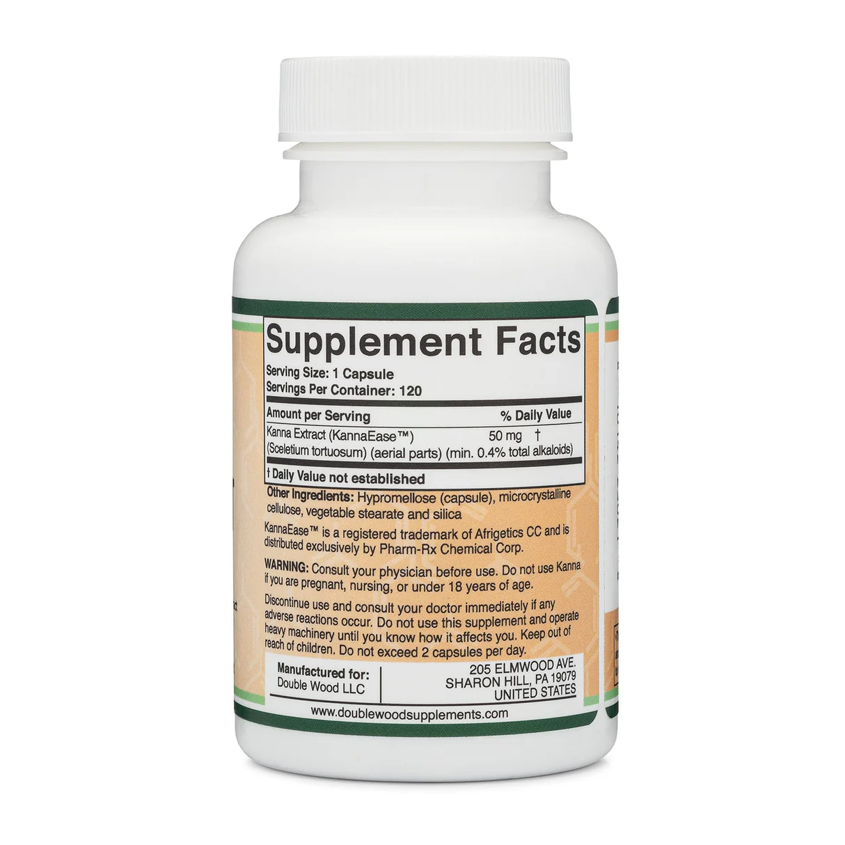 Double Wood Supplements Kanna Extract 50mg - 120 Capsules