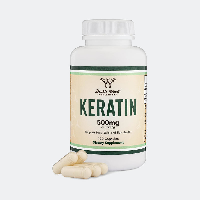 Double Wood Supplements Keratin Hair Growth Vitamin 500mg - 120 Capsules