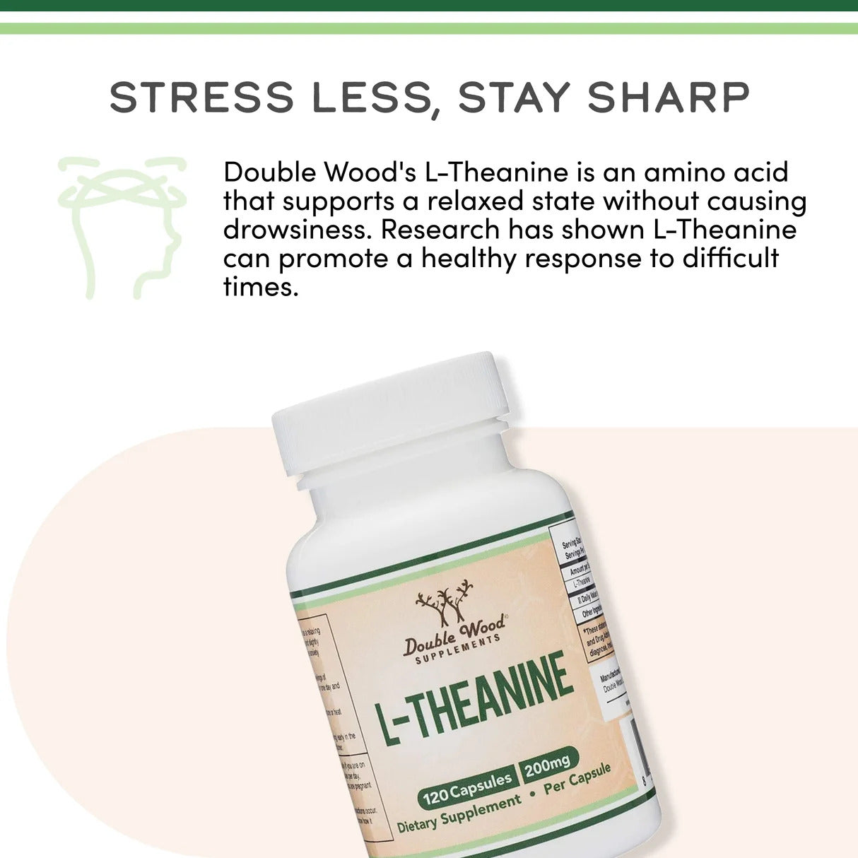 Double Wood Supplements L-Theanine 200mg - 120 Capsules
