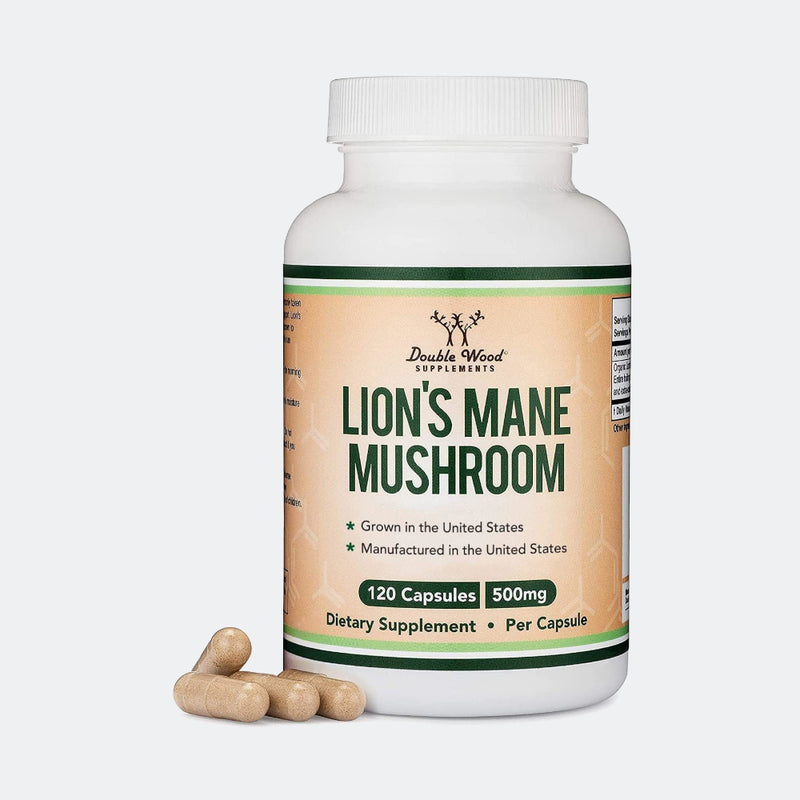 Double Wood Supplements Lions Mane Mushroom 500mg - 120 Capsules