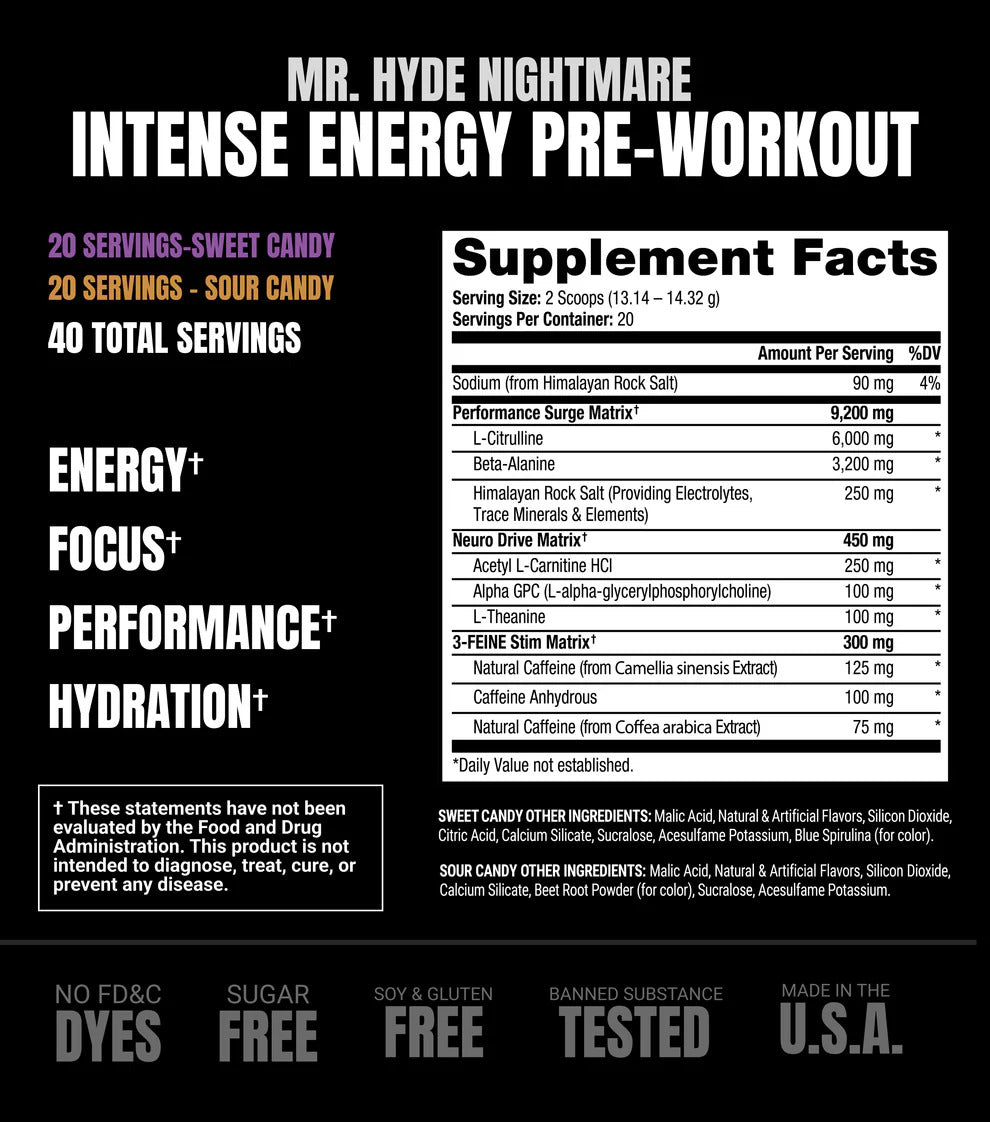 ProSupps Mr. HYDE Nightmare Dual Tub 40 serving - Sweet Candy/Sour Candy