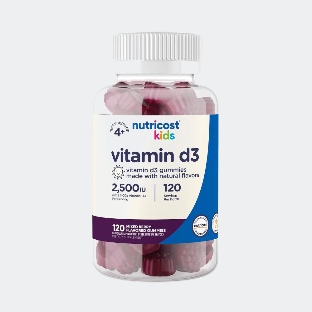 Nutricost Kids Vitamin D3 Mixed Berry Gummies 2500 IU - 120 Gummies