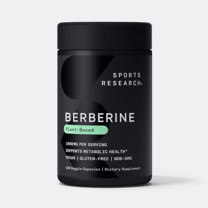 Sports Research Berberine 500mg - Herbal Ayurvedic Metabolic Health Support, Vegan Certified, Gluten-Free, Non-GMO