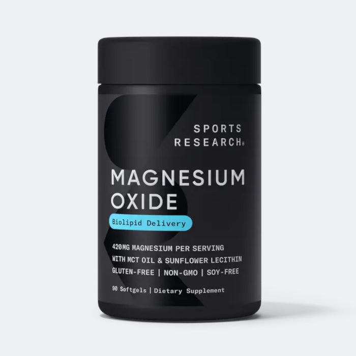 Sports Research Magnesium Oxide with Coconut Oil - Heart and Bone Health, 90 softgels