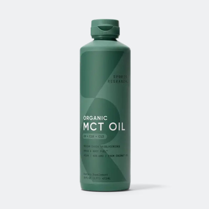 Sports Research Organic MCT Oil - Keto & Vegan MCTs C8, C10, C12 from Coconuts, Unflavoured, 16oz