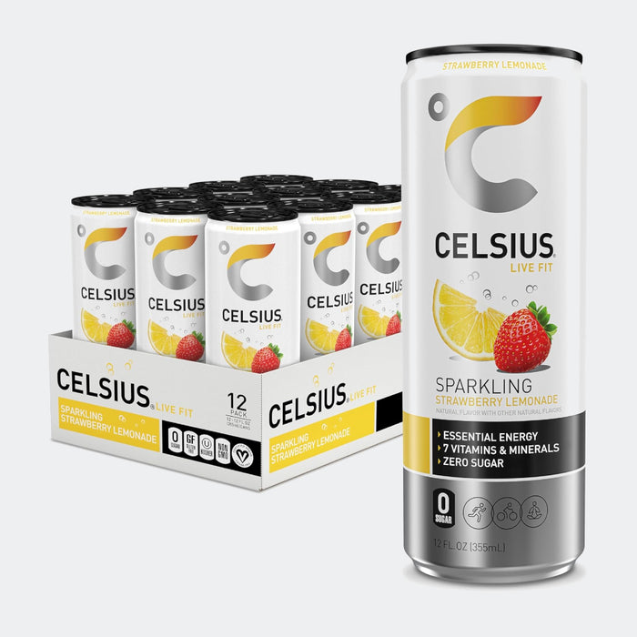 CELSIUS Fitness Drink 12oz Slim Can 12 Pack, Zero Sugar for Men & Women