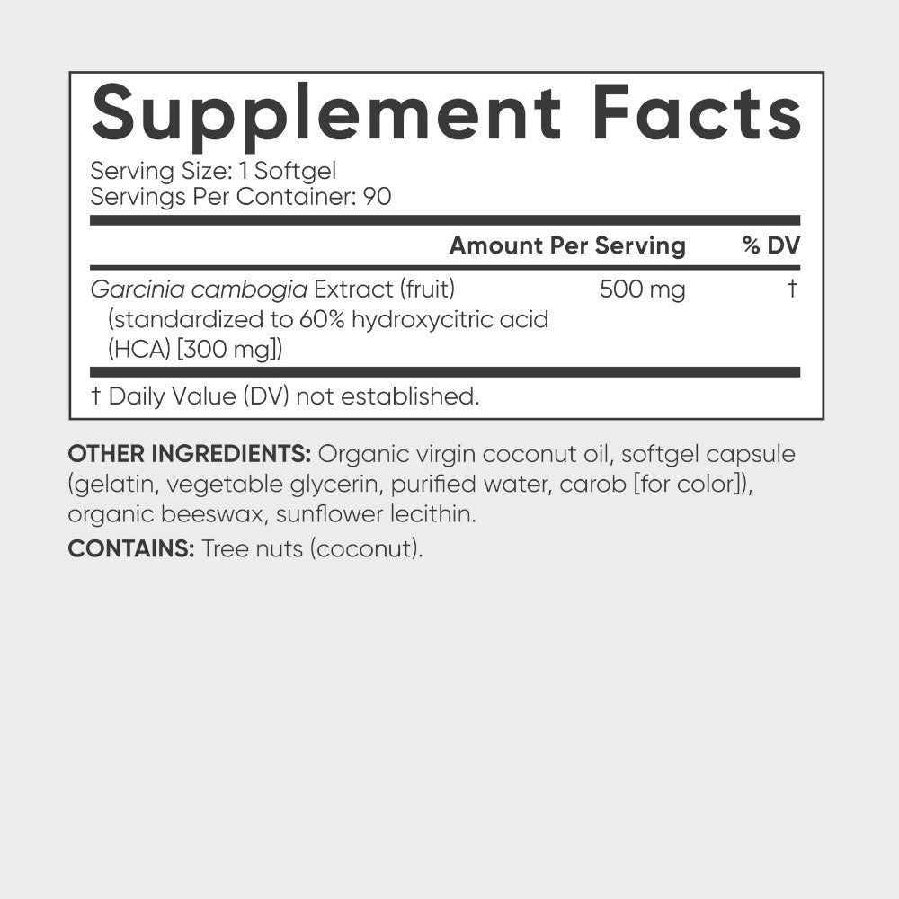 Sports Research Garcinia Cambogia Extract (60% HCA) with Extra Virgin Organic Coconut Oil | Non-GMO, Soy & Gluten Free (90 Liquid Softgels)