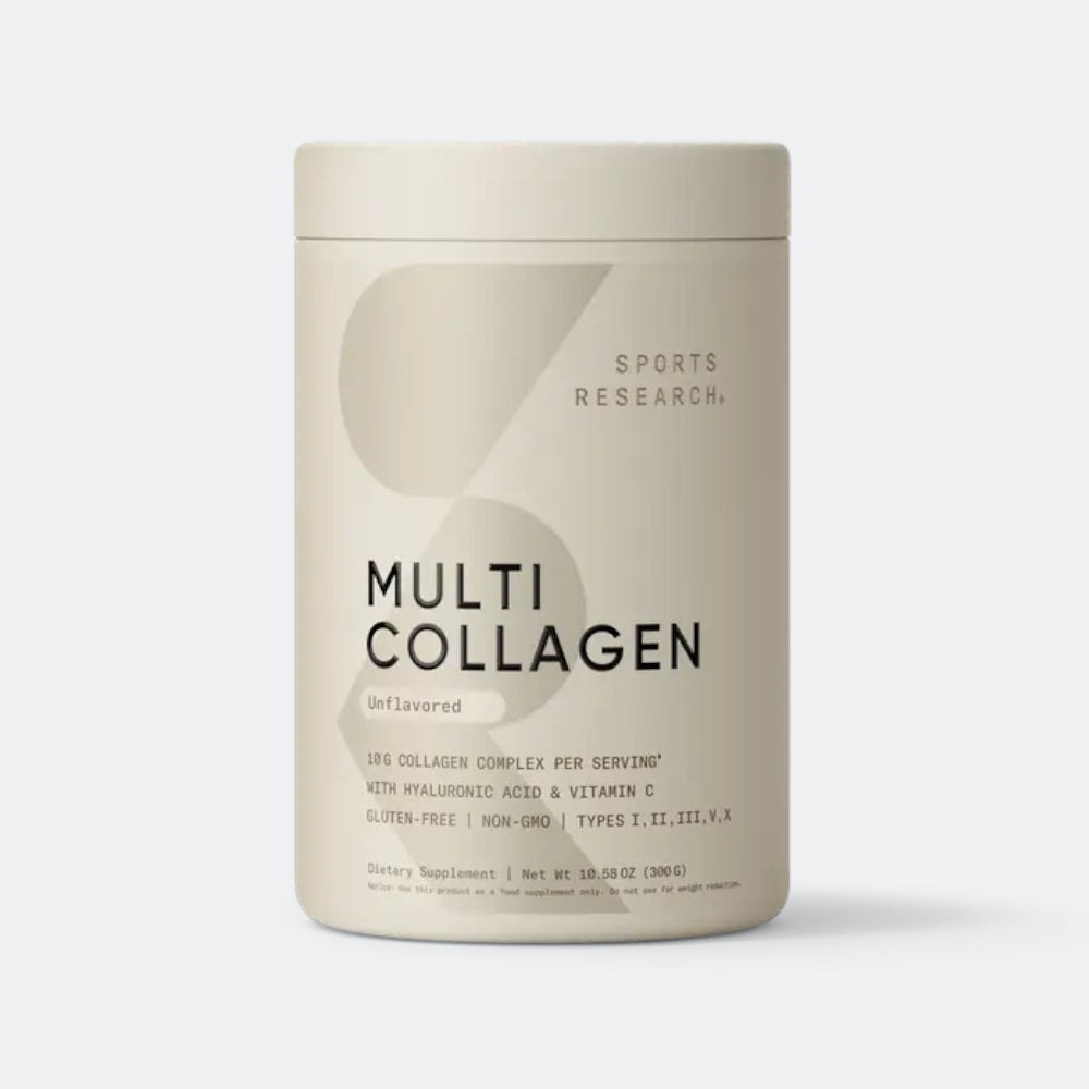 Sports Research Multi Collagen Protein Powder (Type I, II, III, V, X) with Hyaluronic Acid + Vitamin C, 30 serving
