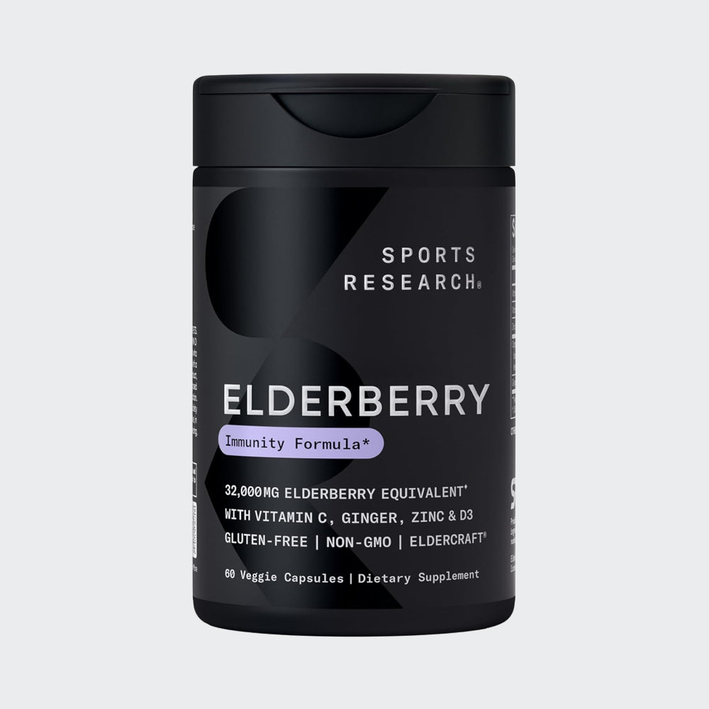 Sports Research Elderberry Capsules with Vitamin D3, Zinc & Vitamin C - 60 Veggie Capsules
