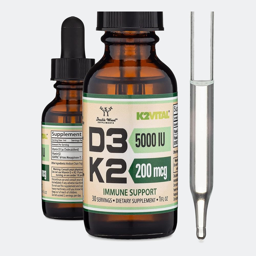 Double Wood Supplements Vitamin D3 + K2 5000 IU Liquid Drops 30 serving