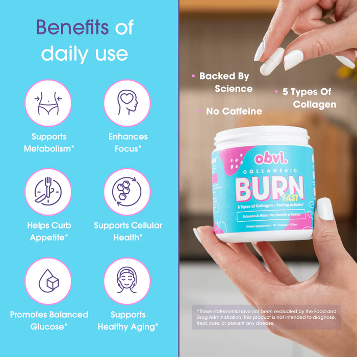 Obvi Collagenic Burn Fast Collagen Peptides Infused Fat Burner, 90 Capsules