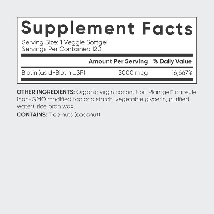 Sports Research Biotin with Organic Virgin Coconut Oil, Veg Softgels