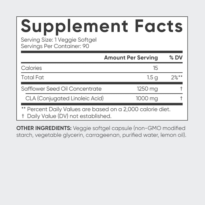 Sports Research Plant-Based CLA 1250 80% CLA Non-GMO Softgels for Fat Loss