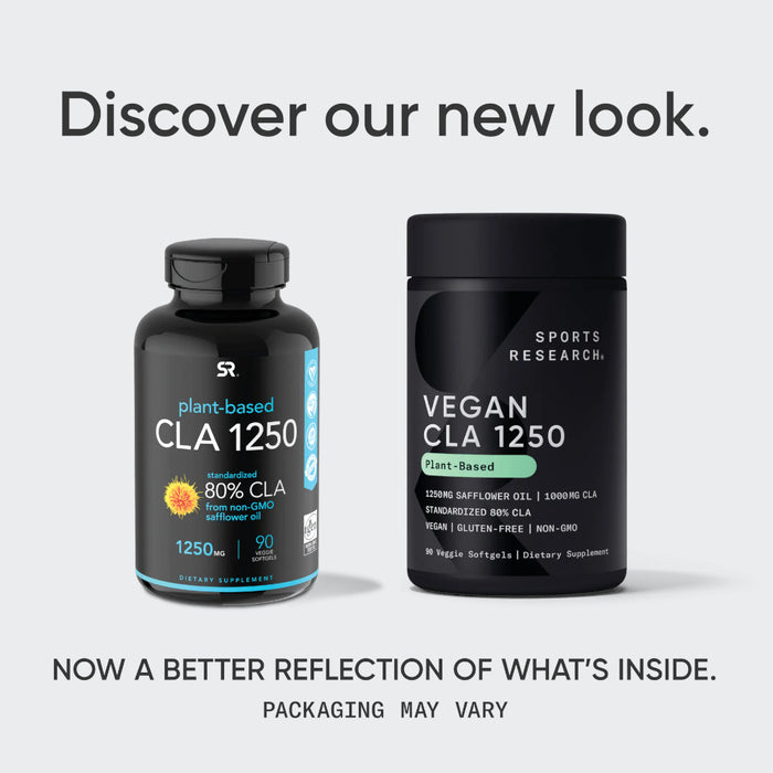 Sports Research Plant-Based CLA 1250 80% CLA Non-GMO Softgels for Fat Loss