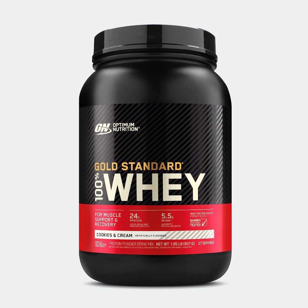 Optimum Nutrition 100% Gold Standard Whey + Blender Stainless Steel Shaker Bottle