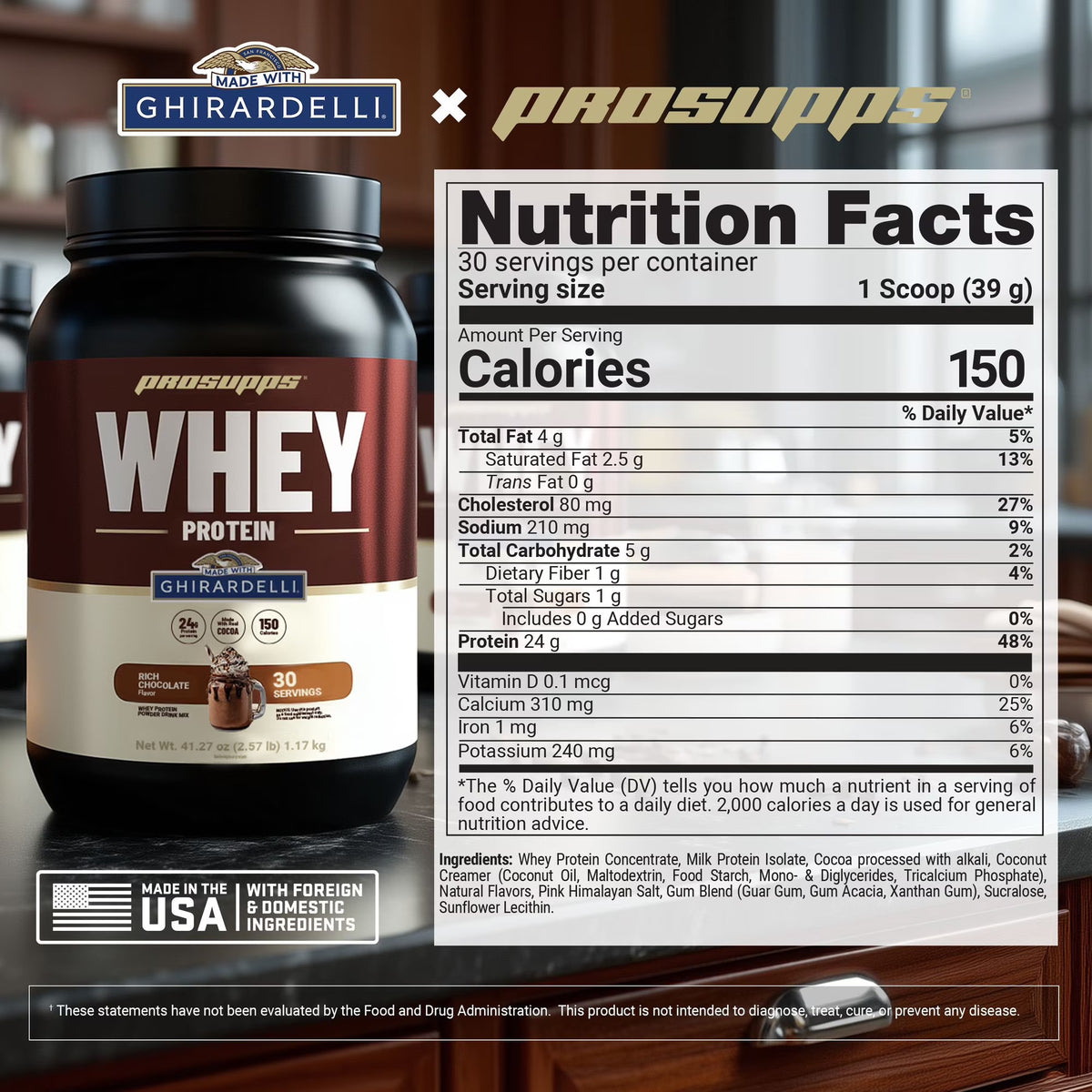 Prosupps Whey Protein Ghirardelli 5lb - Rich Chocolate