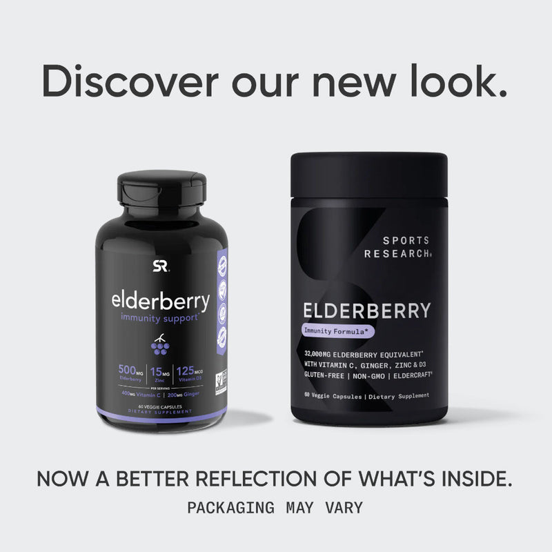 Sports Research Elderberry 500 mg 60 Veg Capsules for Immunity Support