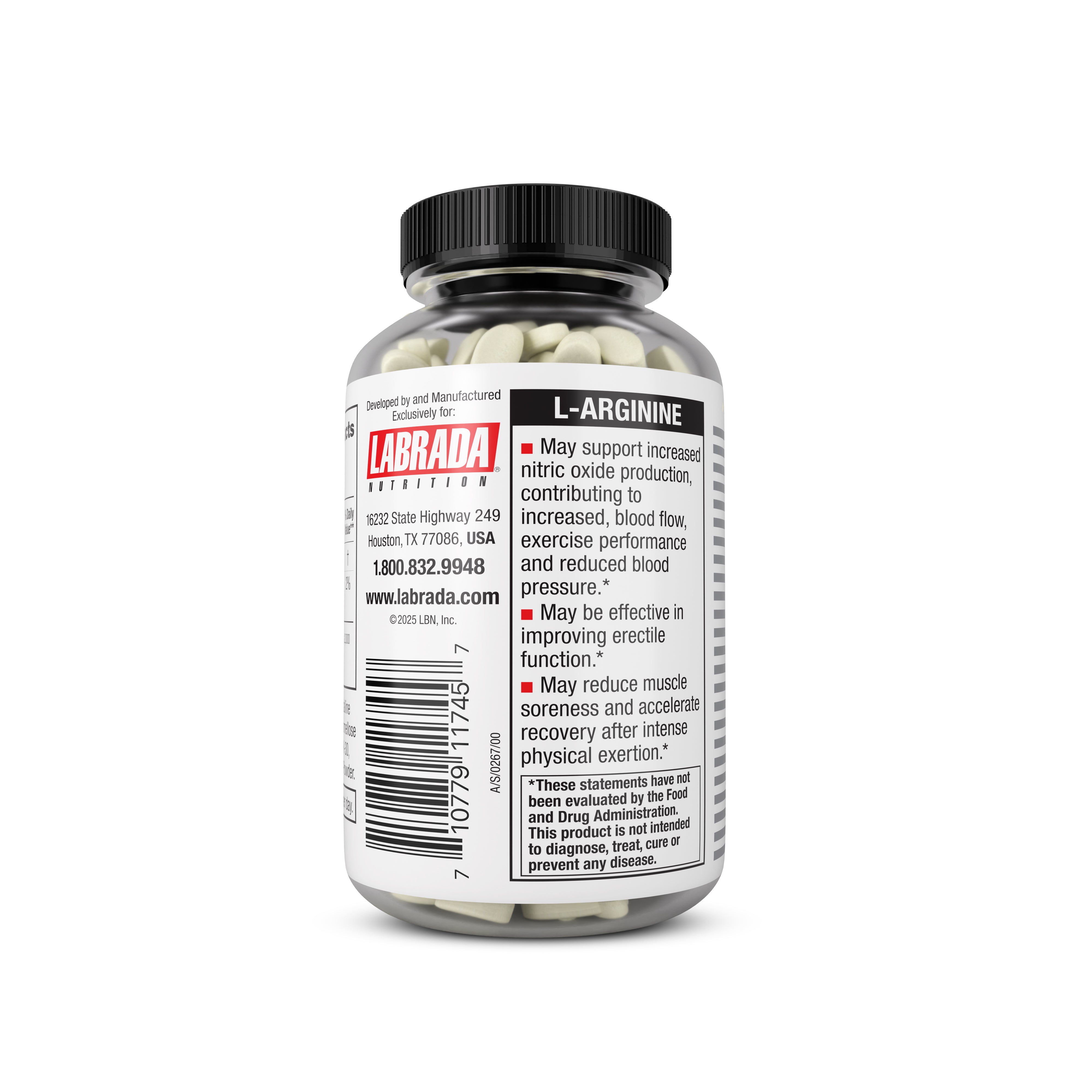 Labrada L-Arginine, 100 Veg Caps - Promotes Strength and Endurance