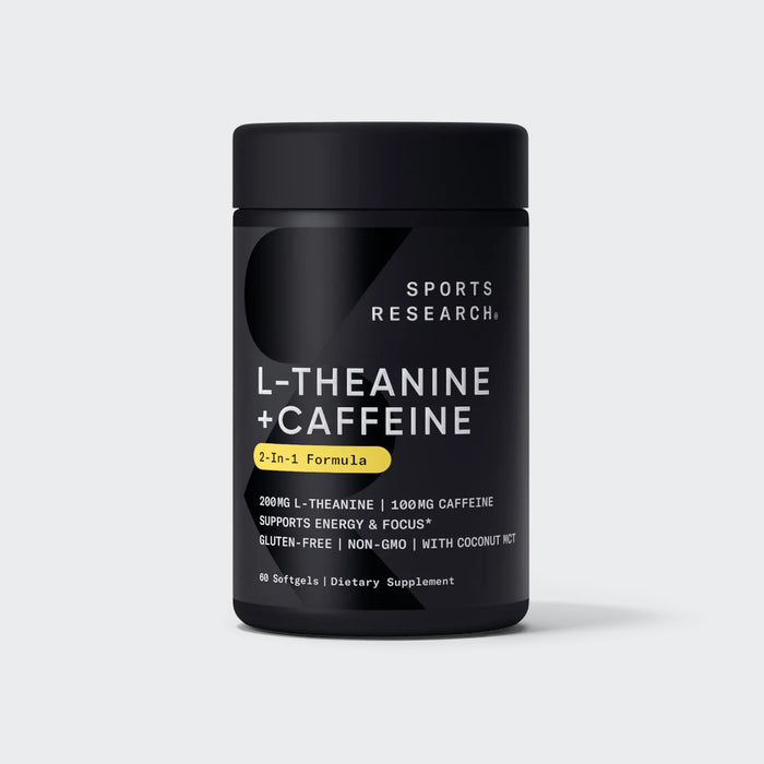 Sports Research L-Theanine 200 mg & Caffeine 100 mg made with MCT oil 60 Softgels