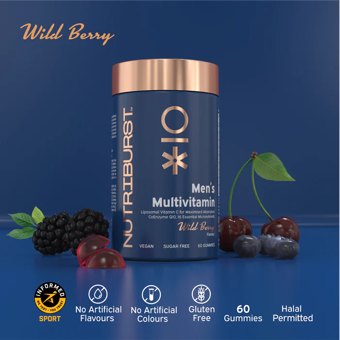 Nutriburst Multivitamin Vegan Sugar Free Supplement, Wild Berry, 60 gummies