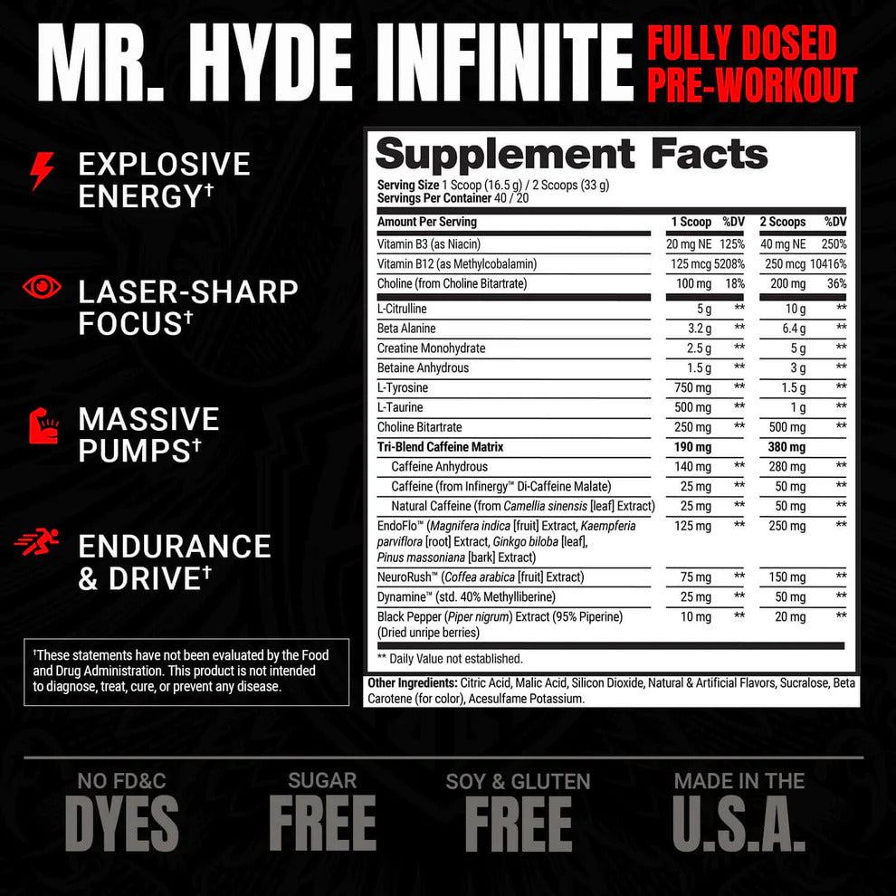 ProSupps Hyde Infinite Fully Dosed Pre Workout Powder - 1lb