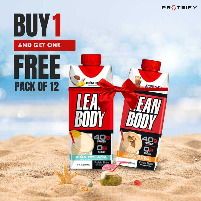 Buy 1 Get 1 Offer - Labrada Lean Body Ready-to-Drink Protein Shake - 500ml x Pack of 12, - Pina Colada & Chocolate Peanut Butter